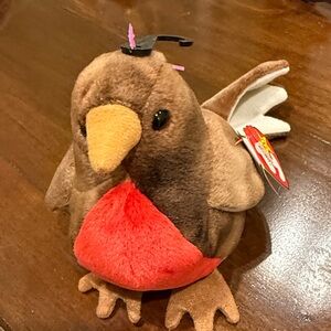 Ty Plush Bird with Red and Brown Colors